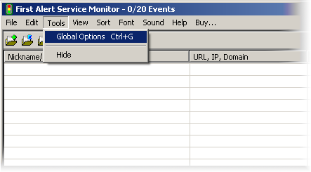 Main Menu: [Tools], [Global Options]